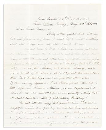 (MILITARY--CIVIL WAR.) Eloquent letters of an officer of Colored Troops, one describing the death hour of the rebellion at Appomattox
